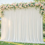 20x12ft Cream Backdrop Curtain Panels for Parties - Wrinkle Free Polyester Photo Curtain Backdrop Wedding Back Drop Fabric Drapes for Party Decorations Background for Photography by WishCare