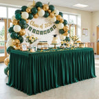 Wish Care Hunter Green Polyester Table Clothes for 4 Foot Rectangle Tables, Wrinkle Free Fitted Table Cover with Pleated Ruffle Table Skirt for Birthday Party Wedding Trade Show Event Display - Image 2