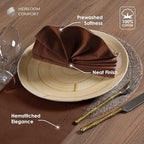 Brown Cloth Dinner Napkins 18x18 Inch - 12 Pack - Soft, Absorbent, Durable, Reusable, Washable - 100% Cotton with Hemstitch Mitered Edges - Ideal for Farmhouse Décor, Fall, Weddings - Image 3