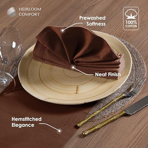 Multi Color Cloth Napkins 18"x18" - Set of 12-100% Cotton, Washable, Reusable - Perfect Hotel Quality Napkin for Table, Dinner, Weddings, Everyday Dining - Yellow, Brown, Burgundy - Image 7