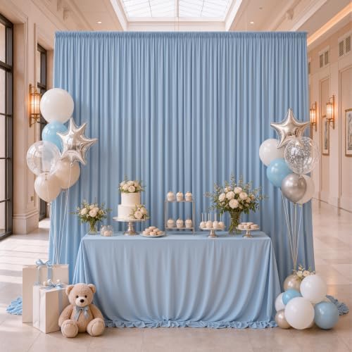 20×10 Dusty Blue Backdrop Curtain for Wedding Party Decor Wrinkle Free - Image 6