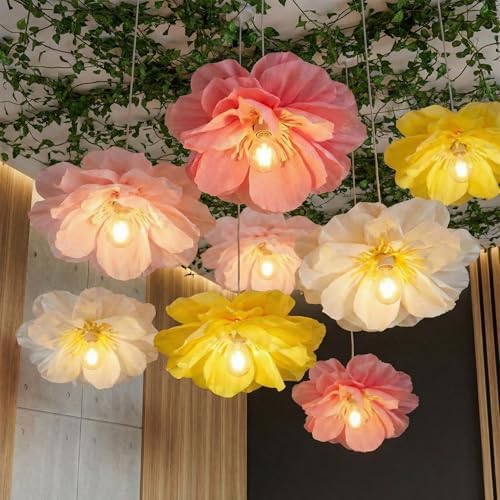 Thiccywoov 8 Pack Giant Paper Flower Decorations for Bulb, 15.7" Large Artificial Flower Paper Lantern Colorful Crepe Tissue Papers Flowers for Classroom Birthday Wedding Decorations(Classic Color) - Image 2