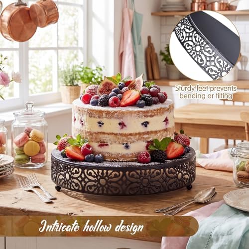 Wenqik 14 Inch Cake Stand Round Metal Cupcake - Image 3