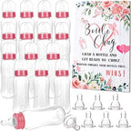 16 Pcs Baby Shower Favors Party Bottle Chug Game 15 Pink Mini Bottles and 1 Custom Wooden Stand for Gender Reveal Birthday Party Supplies Gift by Unknown