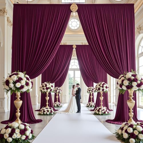 20ft×15ft Burgundy Backdrop Curtain for Wedding Parties by PartyVillage