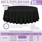 Showgeous 120 Inch Black Round Tablecloths, Polyester Table Covers - Image 2