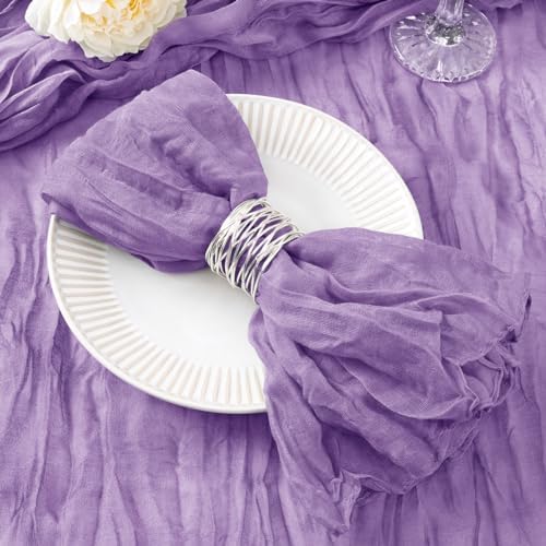 DeZerlor Purple Washable Cheesecloth Napkins Set of 50 for Wedding Party by DeZerlor