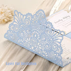 50PCS Tri-Fold Haze Blue Wedding Invitations with Envelopes and RSVP Cards - Image 4