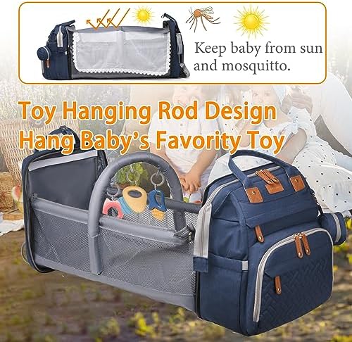 Astro alan Baby Diaper Bag with Changing Station, Waterproof Diaper Bag Backpack for Moms Dads with USB Charging Port, Baby Shower Gifts, Baby essentials, Blue - Image 2