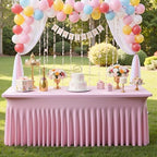 4 pk Spandex Tablecloths for 8 Foot Rectangle Tables, Pink Stretch Table Cloth 8ft Fitted Tablecover Desk Skirt for Parties Weddings Birthday Banquet Baby Shower - Image 6