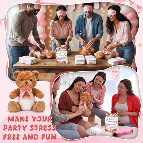 Simgoing 19 Pcs Bear Diaper Changing Game Supplies, Fashion, Pink - Image 6