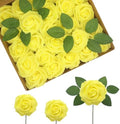 Artificial Flowers Yellow Realistic Roses, Real Looking Fake Roses with Stem for DIY Wedding Bouquets Centerpieces Bridal Shower Party Home Romantic Decorations (Yellow, 100pcs) by BringmoreJoyinyourlife