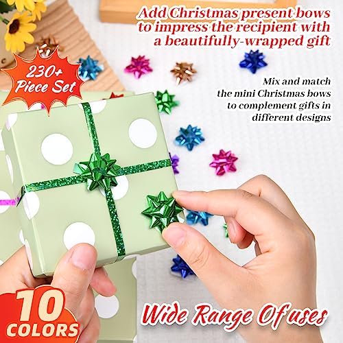 230 Pcs Shiny Decorate Bows for Gift Wrapping, 1 in Mini Gift Wrap Bows for Valentines Decor, Hanukkah, Birthdays, Weddings, Bridal Showers, Baby Showers Occasion (Metallic Color) - Image 3