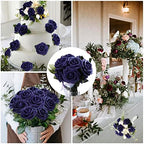 100 Pcs Artificial Rose Flowers, Navy Blue - Image 7