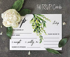 50 Blank RSVP Cards with White Envelopes-Greenery Style Response Card-RSVP for Wedding-Rehearsal Dinner-Baby Shower-Bridal Shower-Engagement Party Invitations - Image 5