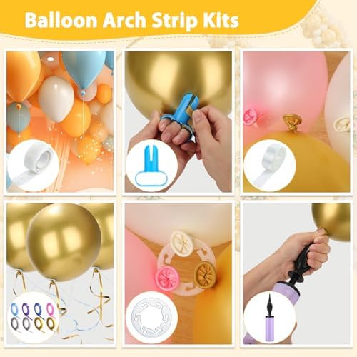 Arch Backdrop Stand and Cover Set of 3, 7.2ft 6.6ft 6ft Metal Arch Backdrop Stand with Spandex White Back Drop Covers Balloon Arch Kits, Gold Arch Stand Frame for Wedding Birthday Party Baby Shower - Image 5