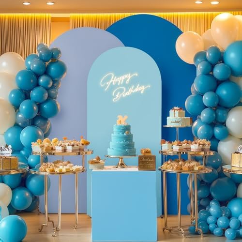 Blue Arch Backdrop Cover Set of 3 Blue Arch Cover 6FT 6.6FT 7.2FT Wedding Baby Shower Party Arch Covers Stretchy Backdrop Birthday Arch Stand Cover Spandex Ceremony Bridal Shower Decoration - Image 2