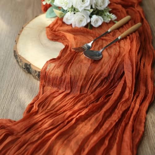 12 Pack Terracotta Cheesecloth Table Runner 10ft Boho Gauze Cheese Cloth Table Runner Rustic Sheer Runner 120 inch Long for Christmas Wedding Bridal Baby Shower Birthday Table Decorations - Image 5