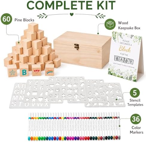 103 Pcs Baby Shower Games Sign Kit, Wooden Blocks to Decorate - Image 2