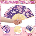 Roowest 36 Pcs Cherry Blossom Folding Hand Fan Bulk Japanese Party Favor Fans Japanese Pastel Sakura Floral Paper Handheld Fan with Bows for Wedding Baby Shower Garden Tea Party Favors - Image 4