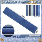 6 Pcs 72 x 13'' Blue Jean Baby Shower Table Runner Decorations - Image 2