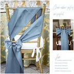 fani 120 PCS Satin Chair Sashes, 7x78 Inch, Dusty Blue - Image 5