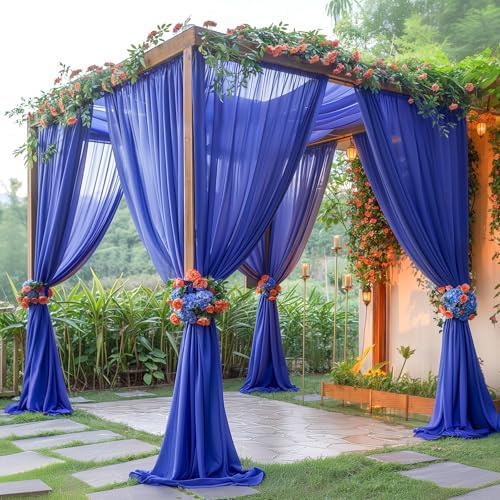 40ft x 10ft Royal Blue Backdrop Curtains, Wrinkle-Free Sheer Chiffon Fabric Photo Backdrop Drapes for Wedding Arch Party Ceremony Stage Photography Decorations - Image 5