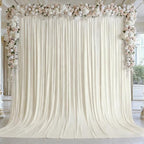 10x12ft Ivory Backdrop Curtain Panels for Parties - Wrinkle Free Polyester Photo Curtain Backdrop Wedding Back Drop Fabric Drapes for Party Decorations Background for Photography by WishCare