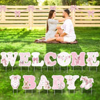 Ripeng 13 Pcs Bow Baby Shower Decorations Welcome Baby Yard Signs with Stakes 15 Inch Tall Lawn Signs for Gender Reveal Theme Birthday Party Indoor Outdoor Supplies - Image 6