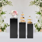 3PCS Square Black Pedestal Stands for Party Metal Pedestal Display Stands Dessert Table Decoration Pillars Cake Pedestal Plant Stands for Party Birthday Wedding Props - Image 2