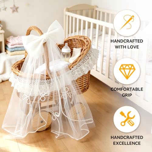 15.7 In Woven Rattan Stroller Shaped Flower Basket，Wicker Stroller Basket - Image 5