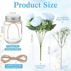 Zeyune 6 Sets Mason Jar Flowers Centerpiece Table Decorations,Blue - Image 4