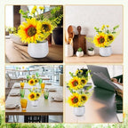 Zeyune Artificial Sunflower Potted Plants Rustic Wedding Table Centerpieces Summer Spring Kitchen Silk Yellow Flower with Plastic Pot for Home Bathroom Office Bridal Shower(8 Pcs,Classic,Sunflower) - Image 6