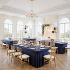 6 Pack Spandex Navy Blue Tablecloths for 6 Foot Rectangle Tables, Wrinkle Free Fitted Table Cloth 6ft Stretchy Table Skirt Cover for Parties Weddings Birthday Banquet Baby Shower - Image 3