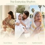 Organic Muslin Hooded Baby Bath Towel 4-Pc Newborn - Yellow Stripe - Image 4