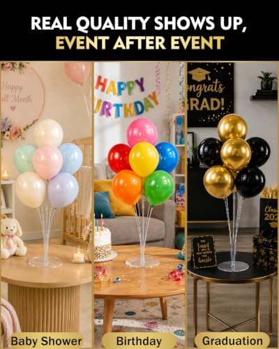 Bezente Pro Series Balloon Stand Kit Set of 4, Balloon Sticks Holder with 9 Inch Base for Table, Reusable Multi-Rod Centerpiece Stand for Wedding Birthday Baby Shower Party Decor(No Balloon) - Image 4