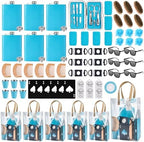 Baby Shower Prizes for Men 6 Set with 8oz Stainless Steel Hip Flask Bottle Opener Manicure Kit Bath Sponge Sunglasses Gift Bag Baby Shower Game Prizes for Winner Bachelor Party (Blue, 6 Sets) by WishFond