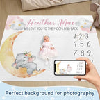 Custom Name Baby Milestone Blanket - Baby Milestone Monthly Blanket with Double Sided for Boy Girl Baby Photography Props - Pink Elephant Print Gifts for Kids Infant (FixedSize) - Image 2