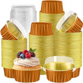 200 Pack Aluminum Cupcake Liners with Lids,Bronze Gold,Plain by Gandeer