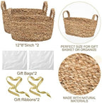 Colingmill 2 Pack Empty Gift Basket with Gift Bag and Ribbons, 12×10×8” Natural Wicker Basket, Storage Natural Rope Baskets, Decorative Gifts Organizer for Baby Showers, Raffle, Wedding, Birthday - Image 2