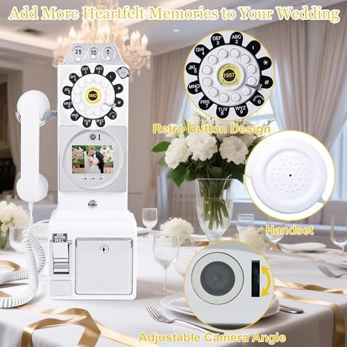 Video Audio Guest Book Wedding Phone, 1080P HD Video Guestbook Phone, Retro-Style Video Guest Book with Long Battery Life for Wedding, Birthday Party, Graduations, Baby Shower (Classic White) - Image 3