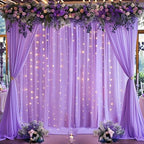 20x10ft Lavender Backdrop Curtain for Weddings, Wrinkle-Free Polyester Fabric Purple Backdrop Curtain Drapes for Birthday Party Photo Photography Decoration 5ft x 10ft,4 Panels - Image 5