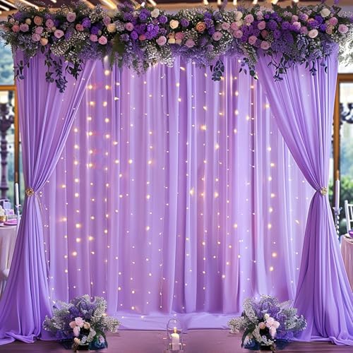 20x10ft Lavender Backdrop Curtain for Weddings, Wrinkle-Free Polyester Fabric Purple Backdrop Curtain Drapes for Birthday Party Photo Photography Decoration 5ft x 10ft,4 Panels - Image 5