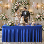 Royal Blue Table Cloth for 6 Foot Rectangle Tables Fitted Stretch Spandex Table Cover with Skirt 6ft Baby Shower Birthday Party Banquet Ruffle Tablecloth Wedding Table Cloths Desk Skirt, 2 Pack - Image 7