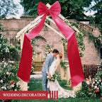 Giant Bow Decoration, Big Bows for Backdrop 75x18 Inch,Bow Themed Room Decor,Large Satin Decorative Bows for Wedding Engagement Bachelorette Baby Shower Bridal Christmas (Red, 75x18 Inch) - Image 3