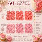 CONFECT Handmade Edible Gum Paste Flower Decorations – Blush Blossom Duo – 60 Piece Assorted Sugar Flower Set with Pearl Centers, Hand Cut Cake Flowers for Cakes, Cupcakes, Cookies & Desserts - Image 2