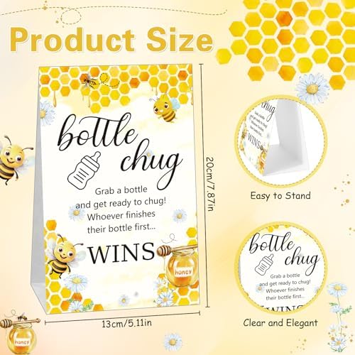 Trelaco 12 Pcs Baby Shower Bottle Chug Game, Bee, Yellow - Image 2