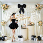 Ivory Satin Backdrop Curtains 4 Panels - Glitter Photo Drapes for Baby Shower, 20x10FT Shimmer Back Drop Cloth, Wrinkle Free for Birthday Party Prom Wedding Stage Background - Image 3