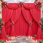 40ftx10ft Wrinkle Free Red Backdrop Curtain - 10 Feet Photography Backdrop Drapes, Silky Polyester Back Drop Cloth for Wedding Baby Shower Balloon Arch Background by Unknown