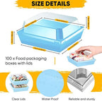 Sabary 100 Pack Charcuterie Boxes with Clear Lids 5 Inch Cookie Box, Blue - Image 2